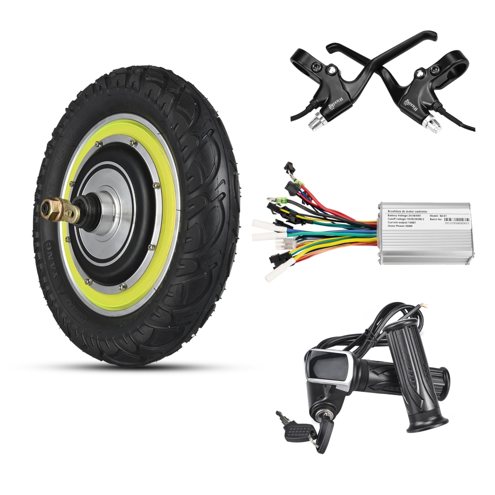KUNRAY 12inch Scooter Motor Wheel 24V 36V 48V 350W  Brushless Motor with LCD Display for Electric Bike Scooter Motor Kit