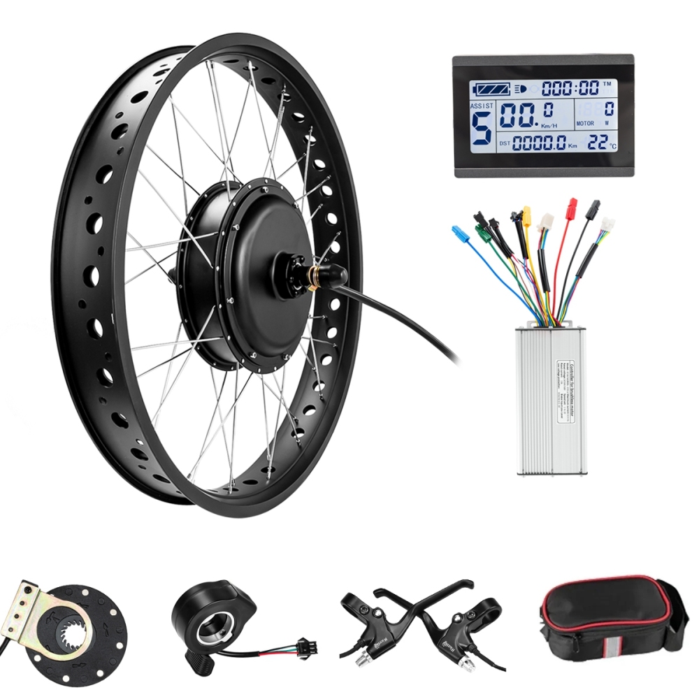 KUNRAY Fat Bike Conversion Kit 48V 72V 3000W 1500W 1000W Rear Wheel Motor 20in 26in for Electric Snow Bike  Brushless Motor Kit