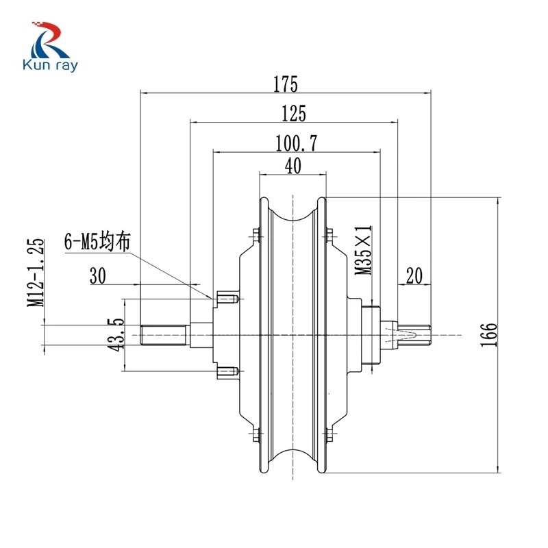 KUNRAY 12inch Scooter Hub Motor Wheel 48V 500W Brushless Non-Gear Motor 36V 350W Electric Bike Scooter Motor Kit