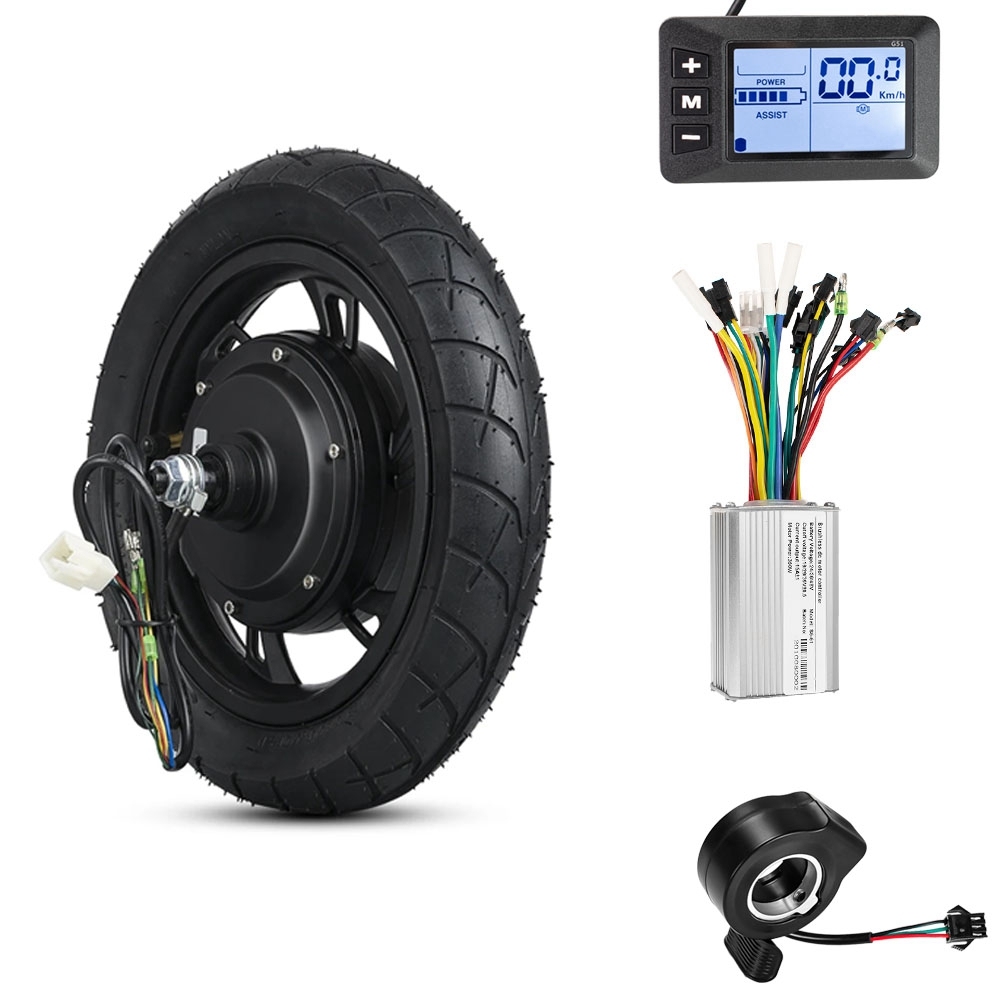 KUNRAY 12inch Scooter Hub Motor Wheel 48V 500W Brushless Non-Gear Motor 36V 350W Electric Bike Scooter Motor Kit