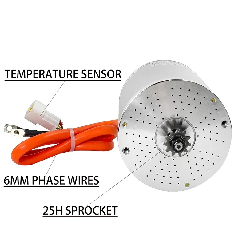 Kunray MY1020 48V 72V 2000W 3000W High Speed DC Motor with Temperature Sensor for Electric Bicycle Scooter DIY Parts