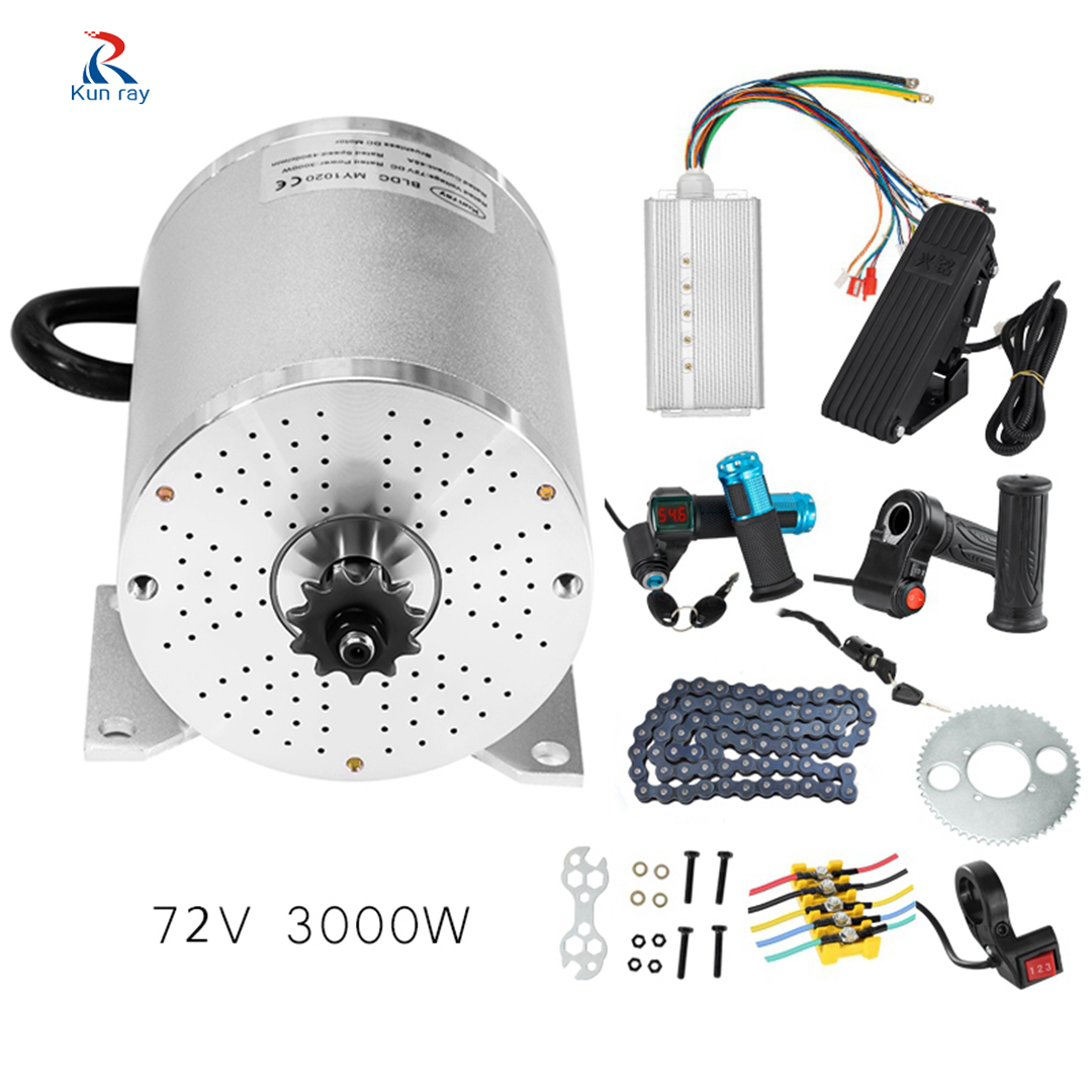 Kunray Brushless Motor Go Kart 72V 3000W 50A Controller Kits Brushless Motor Kit for Electric Bike