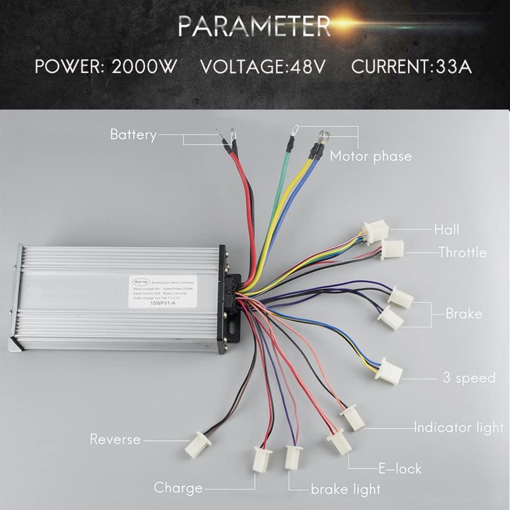 MY1020 Kunray 48V 2000W Electric Go Kart Brushless Motor Scooter with Controller Conversion Kit, Bike Motor Kit