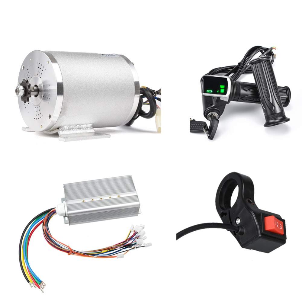 Electric Scooter Motor 48V 2000W Mid Drive Motor DC Brushless Controller 45A with LCD Throttle Grip 3-Speed Switch for Go Kart ATV Electric Bicycle Conversion Kit