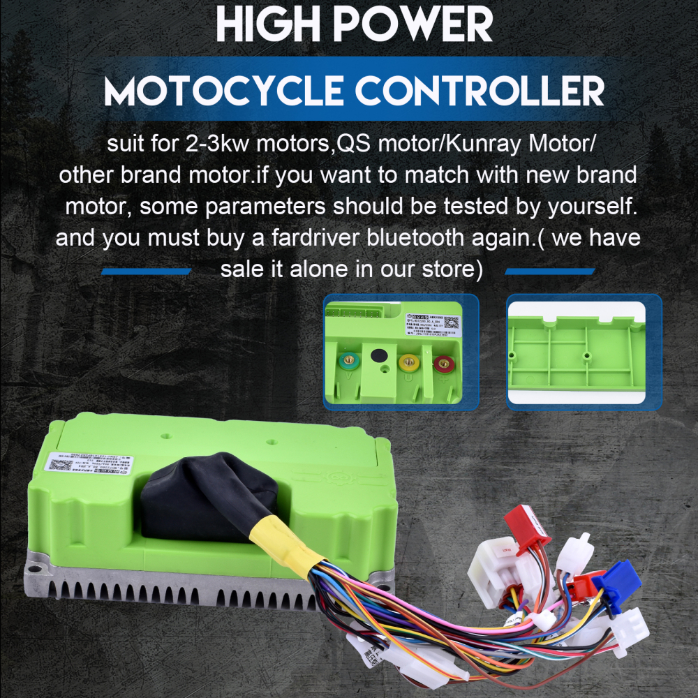 Programmable Electric Motorcycle Controller 80A Phase Current 260A BLDC Controller For 2-3kw Brushless Motor Controller Fardriver NS12