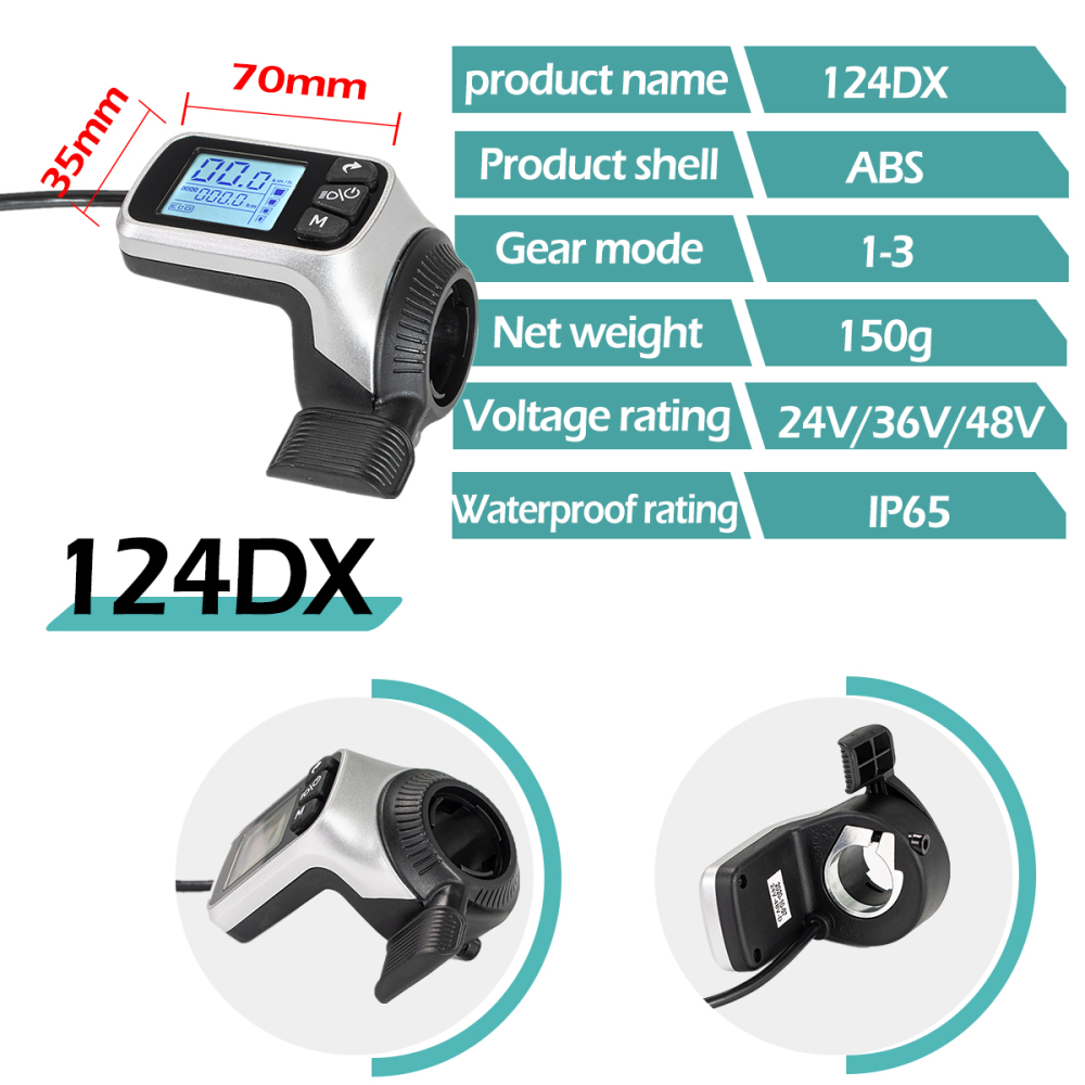 Kunray 124DX Display 24V 36V 48V 250W 350W 500W Ebike Motor Brushless Controller Kit LCD Display Electric Bike E-Scooter Accessories