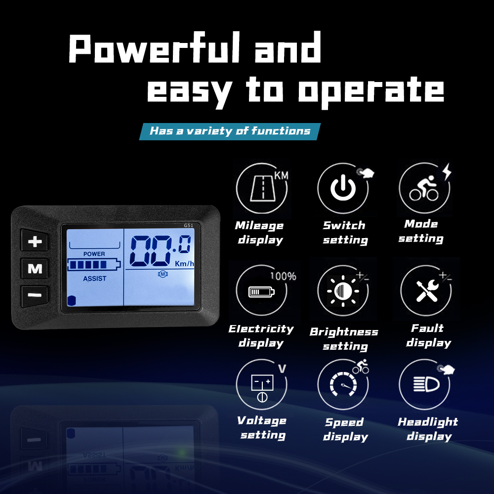 G51 Display with Brushless Controller For Electric Bicycle E-Car E-Scooter 24V 36V 48V E-bike Accessories Parts 500W 350W 200W
