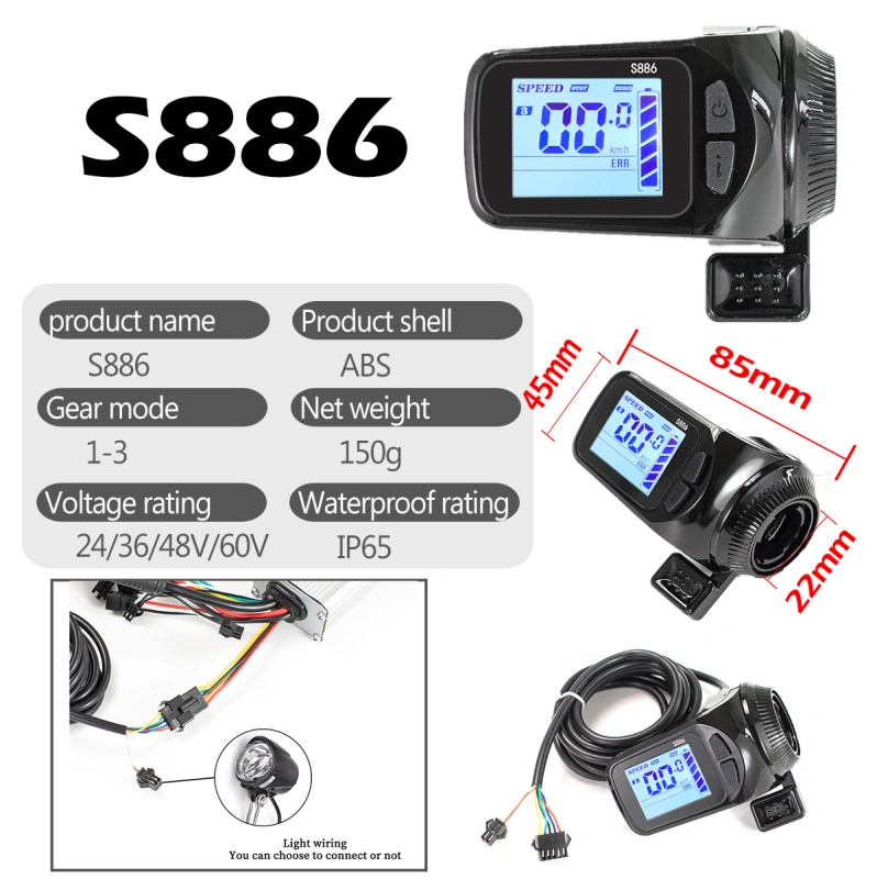 Kunray Display Electric Bicycle Kit 500W 350W 250W Brushless Controller E-Car E-Scooter Accessories with S886 Display Waterproof