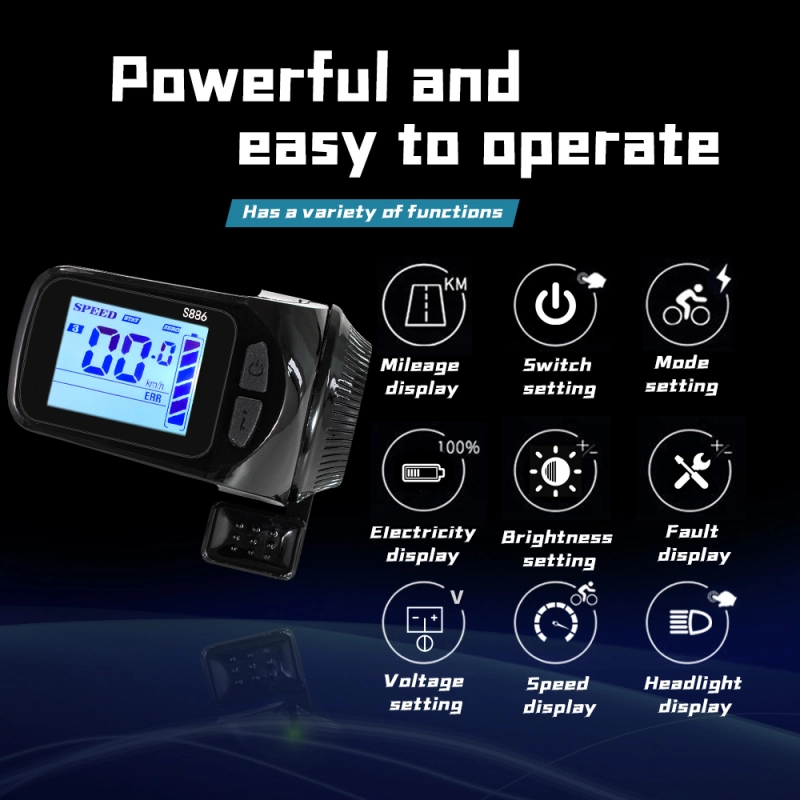 Kunray Display Electric Bicycle Kit 500W 350W 250W Brushless Controller E-Car E-Scooter Accessories with S886 Display Waterproof