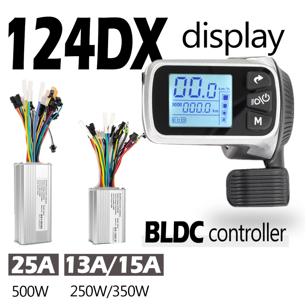 Kunray 124DX Display 24V 36V 48V 250W 350W 500W Ebike Motor Brushless Controller Kit LCD Display Electric Bike E-Scooter Accessories