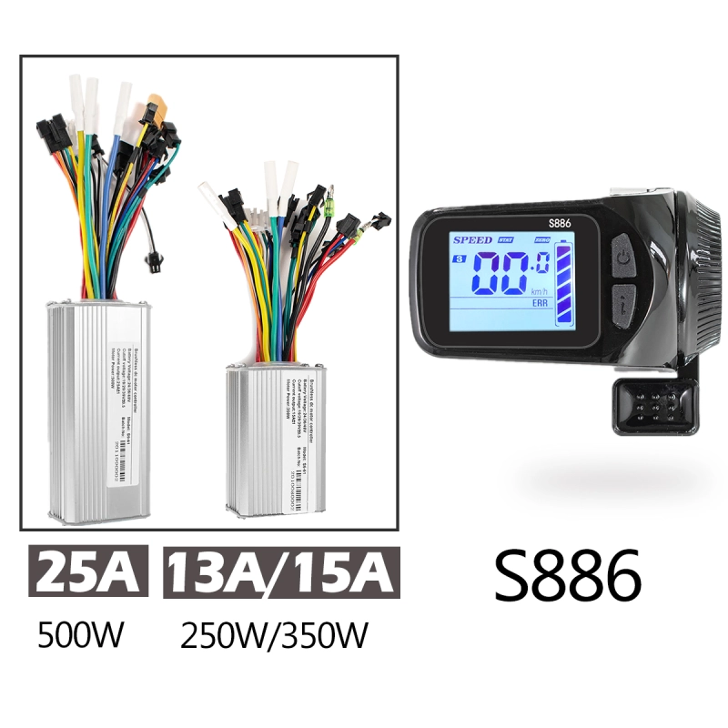 Kunray Display Electric Bicycle Kit 500W 350W 250W Brushless Controller E-Car E-Scooter Accessories with S886 Display Waterproof