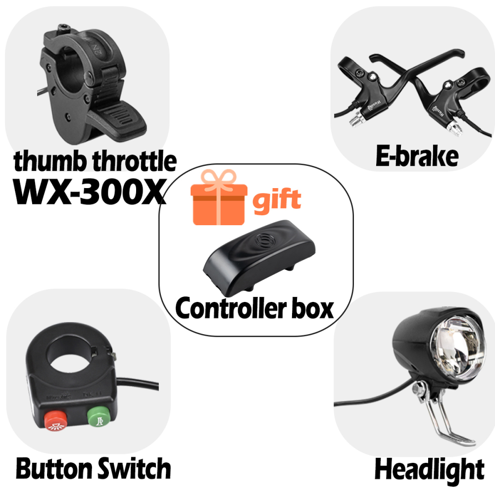 Kunray Electric Bike E-Scooter Accessories 124DX Display 500W Ebike Motor Brushless Controller Electric Bicycle Kit LCD Display 24V 36V 48V 300X Thumb Throttle S886 GZ3 S866 G51 S830 S5 S887