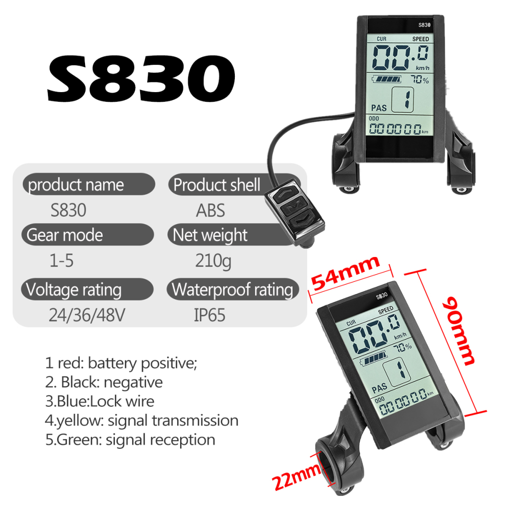 Kunray Brushless Controller For Electric Bicycle E-Car E-Scooter 500W 350W 200W S830 Display 24V 36V 48V E-bike Accessories Parts
