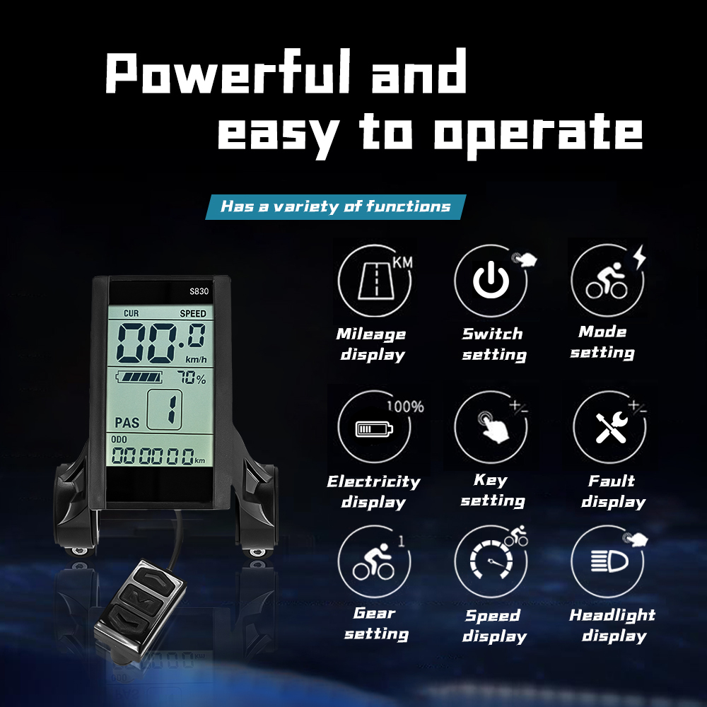 Kunray Brushless Controller For Electric Bicycle E-Car E-Scooter 500W 350W 200W S830 Display 24V 36V 48V E-bike Accessories Parts