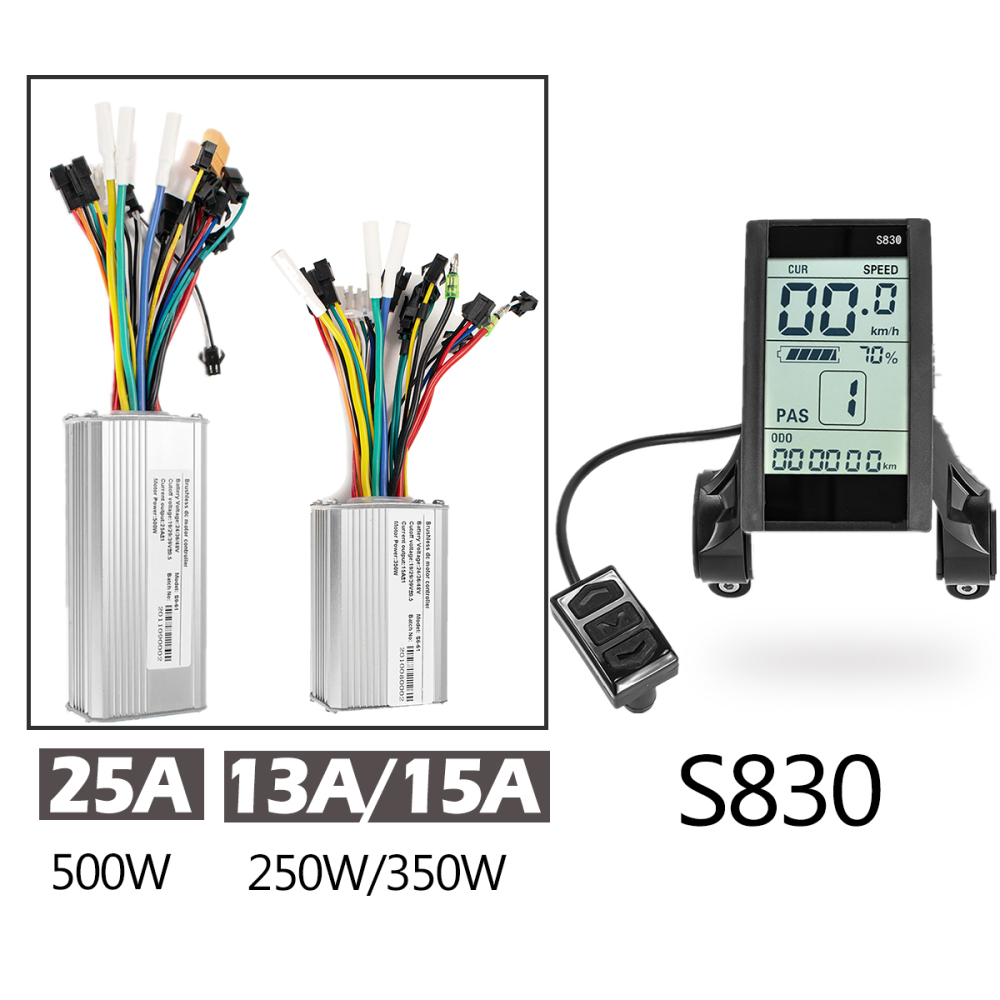 Kunray Brushless Controller For Electric Bicycle E-Car E-Scooter 500W 350W 200W S830 Display 24V 36V 48V E-bike Accessories Parts