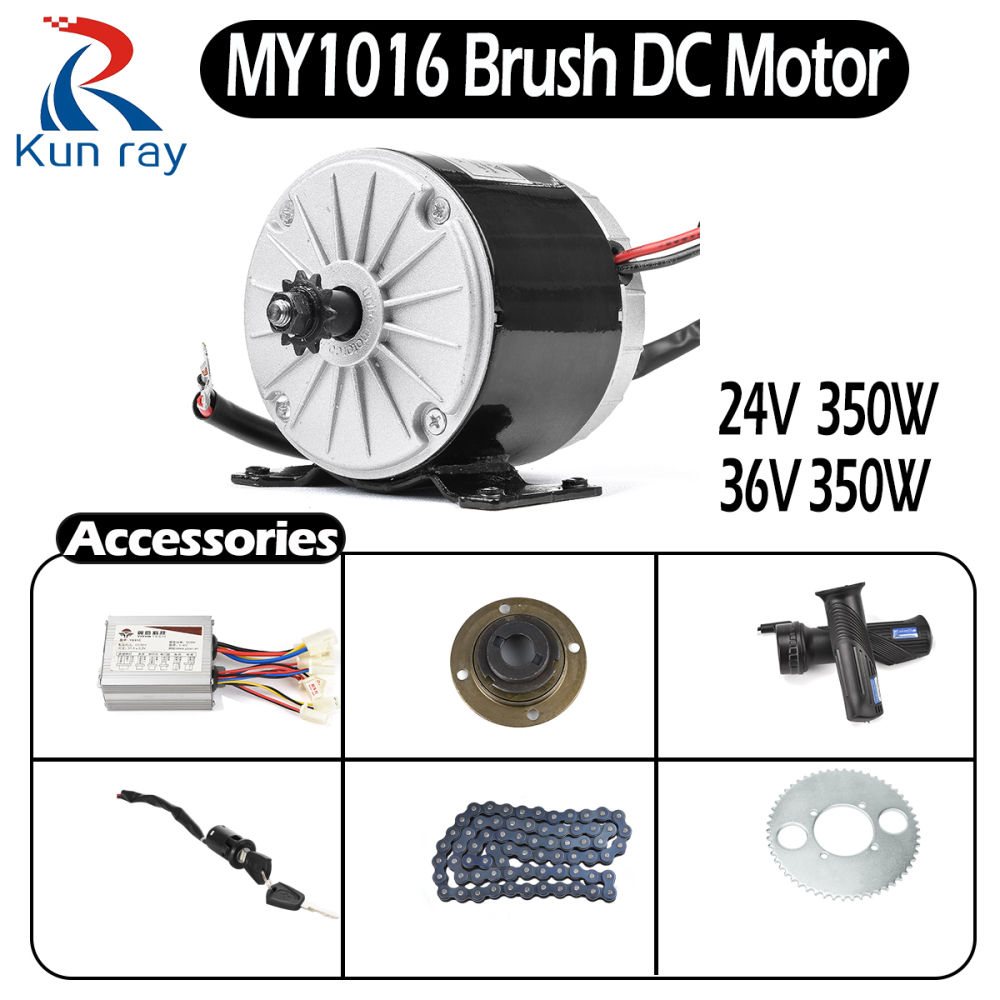 350W MY1016 Brushed Motor 24V/36V Electric Bicycle Scooter Conversion Kit with YK31C Brushed Controller DC Brush Motor E Bike Mini Motorcycle Electric Scooter Go-Karting Simple Kit