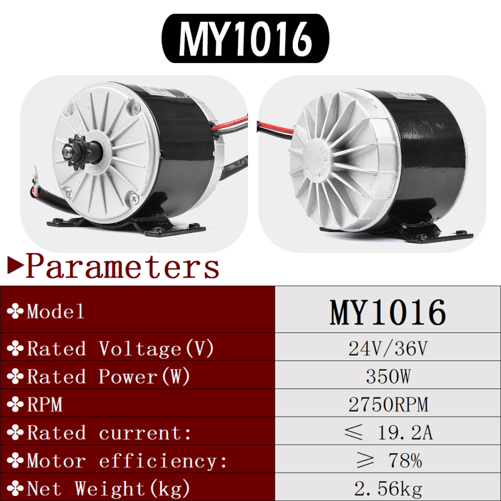 350W MY1016 Brushed Motor 24V/36V Electric Bicycle Scooter Conversion Kit with YK31C Brushed Controller DC Brush Motor E Bike Mini Motorcycle Electric Scooter Go-Karting Simple Kit