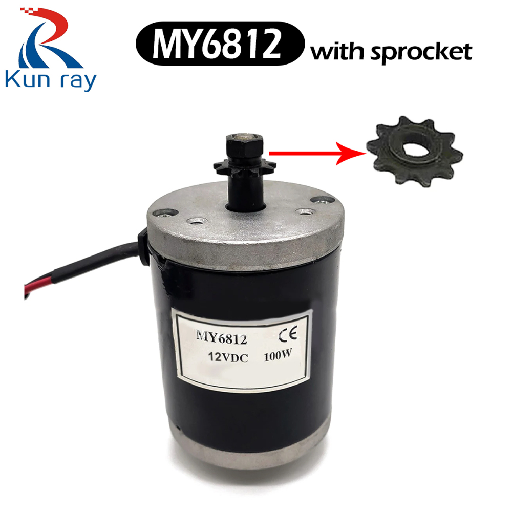 Kunray 100W 150W MY6812 Brushed Motor for Electric Scooter with Sprocket High Speed Engine for Ebike Motor Kits 12V 24V Electric Bike, Electric Scooter, E-Balance Car, Mini-Motorcycle, DIY