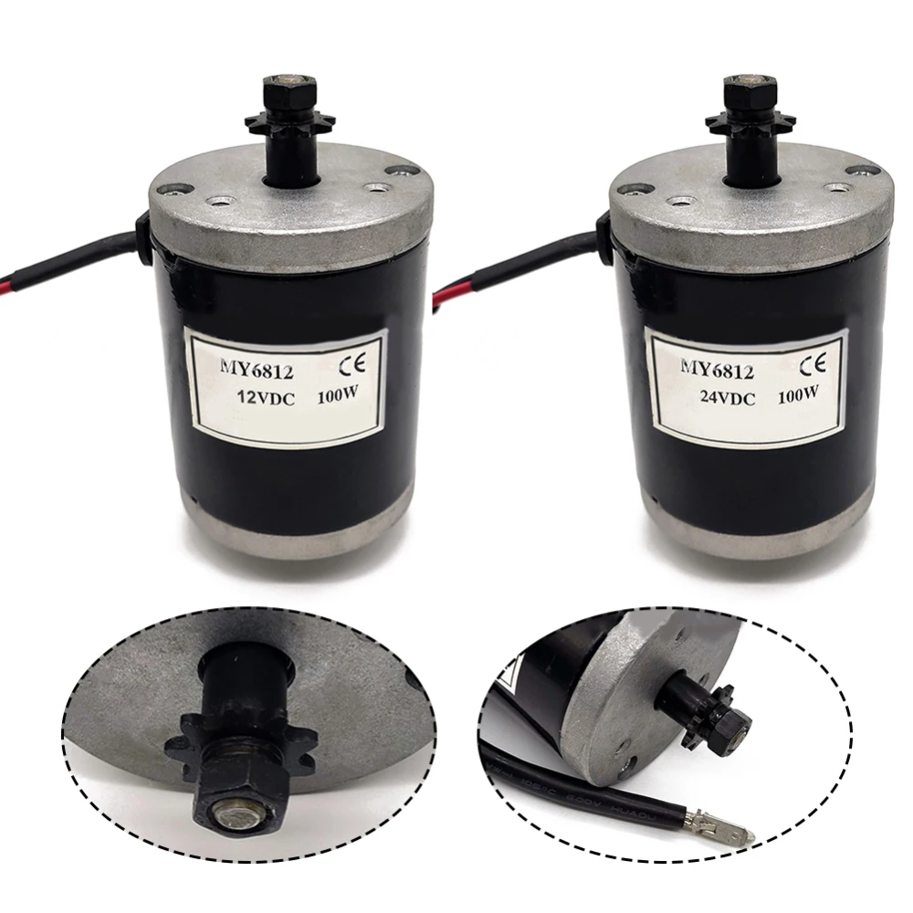 Kunray 100W 150W MY6812 Brushed Motor for Electric Scooter with Sprocket High Speed Engine for Ebike Motor Kits 12V 24V Electric Bike, Electric Scooter, E-Balance Car, Mini-Motorcycle, DIY