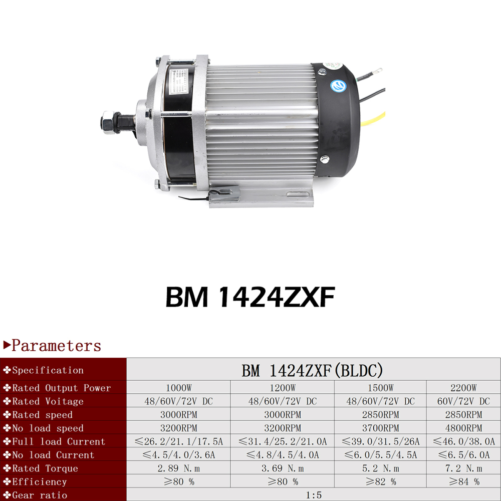 BM1412ZXF Brushless DC Motor 1000W 1200W 1500W 2200W Electric Ebike Patrs Scooter Bike Engine for Medium Heavy Tricycle