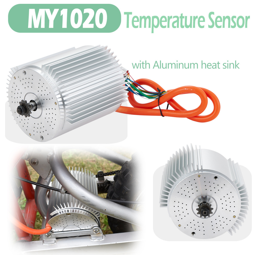 Electric DC Motor 48V 2000W 72V 3000W Electric Dirt Bike Motor Engine, Go Kart Electric Brushless Motor with Temperature Sensing Upgrade Aluminum Heat Sink
