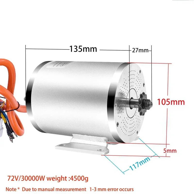 Kunray MY1020 48V 72V 2000W 3000W High Speed DC Motor with Temperature Sensor for Electric Bicycle Scooter DIY Parts