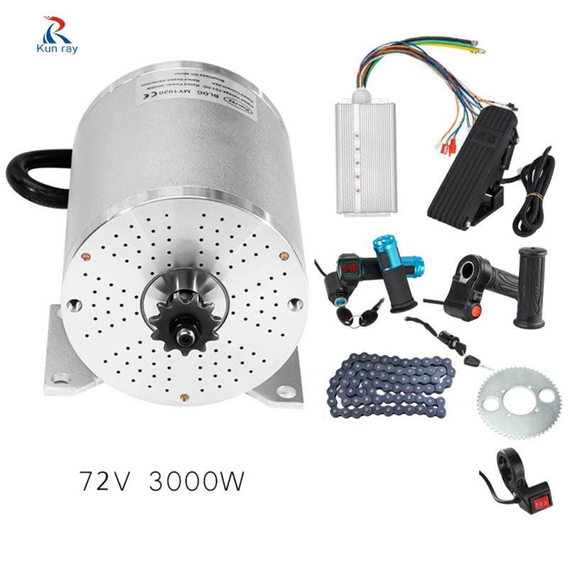 MY1020 Kunray Brushless Motor for Razor 72V 3000W 50A Controller Kits Brushless Motor Kit for Electric Bike Engine Motorcycle