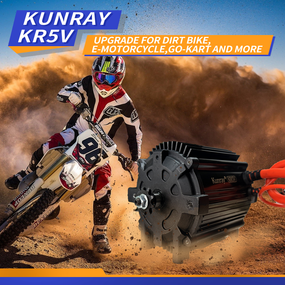 Kunray KR5V V2 72V 5000W New Upgrade Electric Brushless Motor Kit For Electric Motorcycle Razor  Dirt Bike With 100A Fardriver Controller Bluetooth Built-in Half Handlebar LED Voltage Display Throttle #35 Chain Set