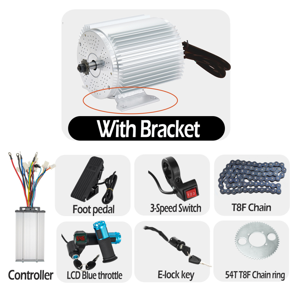 Kunray 1000W/1500W/1600W/1800W Electric Scooter Conversion Kits E-bike Brushless DC Motor with Controller and Aluminum Heat Sink