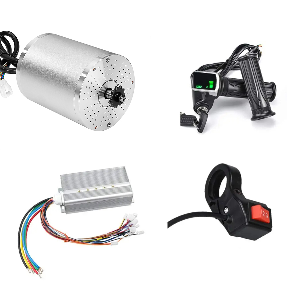 Electric Scooter Motor 48V 2000W Mid Drive Motor DC Brushless Controller 45A with LCD Throttle Grip 3-Speed Switch for Go Kart ATV Electric Bicycle Conversion Kit