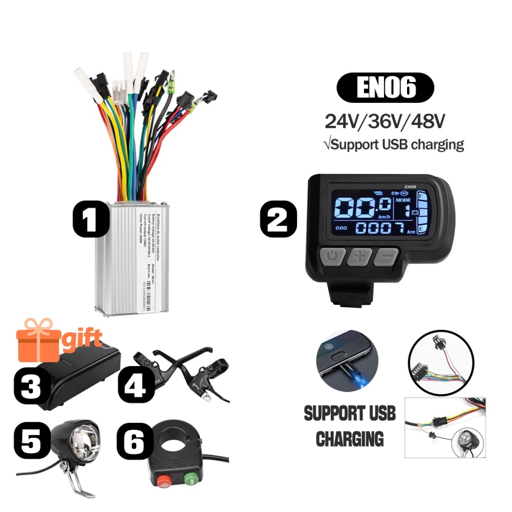 Kunray S5 24V 36V 48V 250W 350W 500W Ebike Motor Controller Kit LCD Display with Thumb Throttle Ebike Accessories