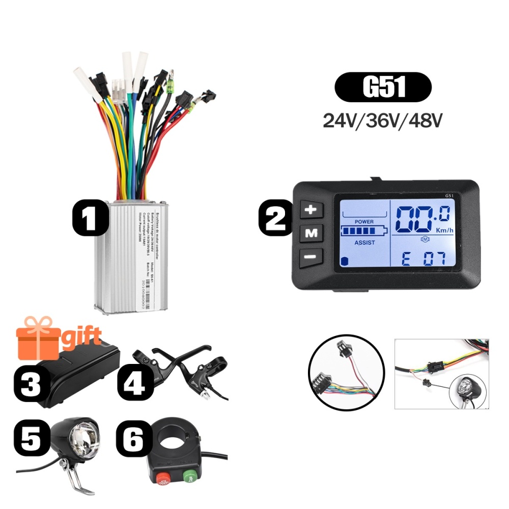 Kunray S5 24V 36V 48V 250W 350W 500W Ebike Motor Controller Kit LCD Display with Thumb Throttle Ebike Accessories