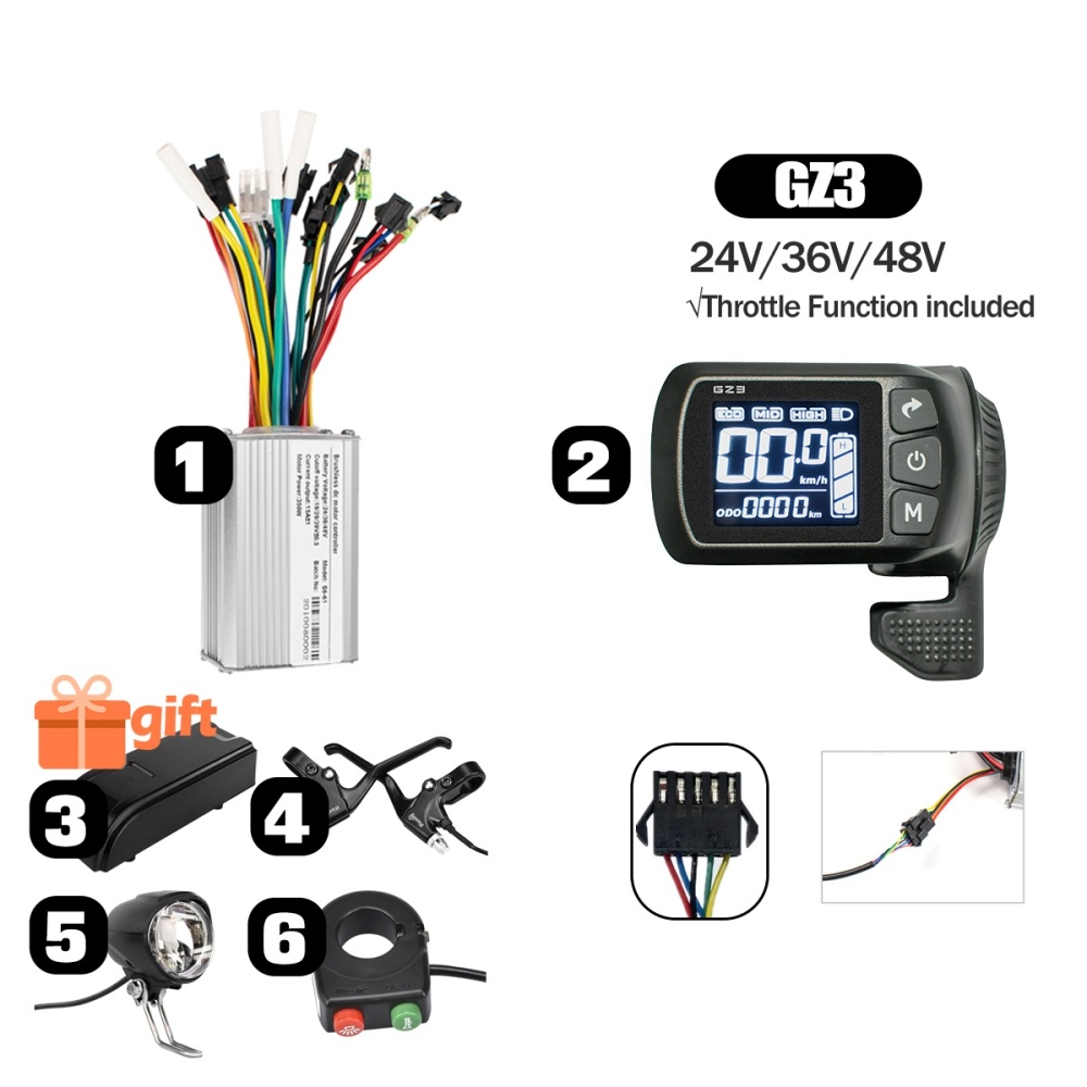 Kunray S5 24V 36V 48V 250W 350W 500W Ebike Motor Controller Kit LCD Display with Thumb Throttle Ebike Accessories