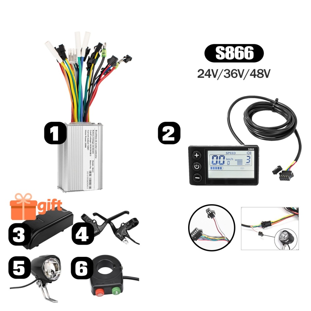Kunray S5 24V 36V 48V 250W 350W 500W Ebike Motor Controller Kit LCD Display with Thumb Throttle Ebike Accessories