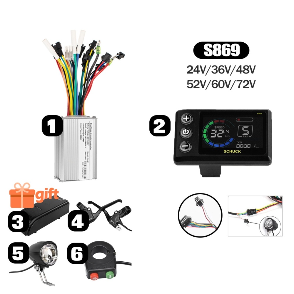 Kunray S5 24V 36V 48V 250W 350W 500W Ebike Motor Controller Kit LCD Display with Thumb Throttle Ebike Accessories