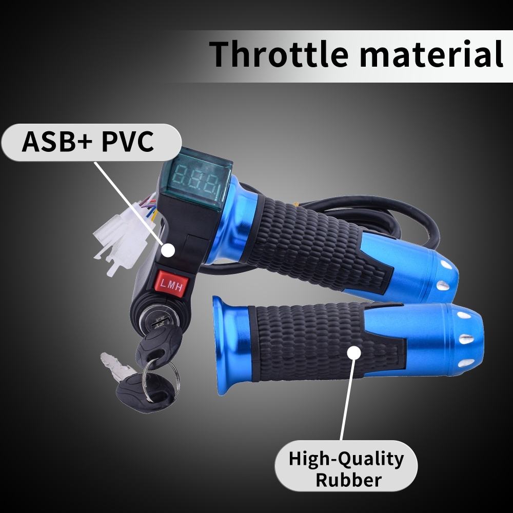 New 3-Speed E-Bike Throttle with LED Display - 12V-96V for Electric Bike,Scooter,Motorcycle 3-in-1 Ignition Lock