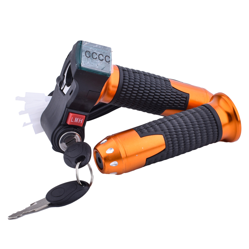 New 3-Speed E-Bike Throttle with LED Display - 12V-96V for Electric Bike,Scooter,Motorcycle 3-in-1 Ignition Lock