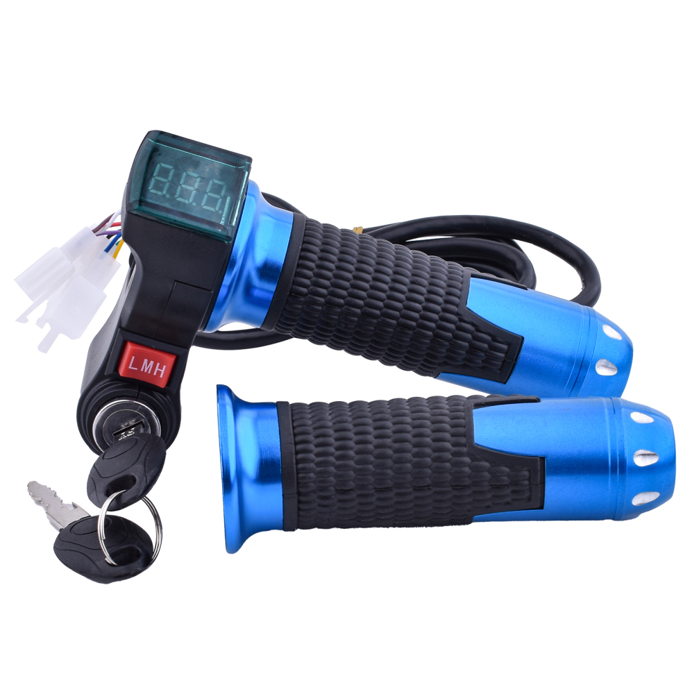 New 3-Speed E-Bike Throttle with LED Display - 12V-96V for Electric Bike,Scooter,Motorcycle 3-in-1 Ignition Lock