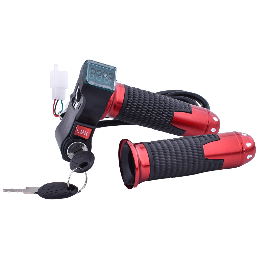 New 3-Speed E-Bike Throttle with LED Display - 12V-96V for Electric Bike,Scooter,Motorcycle 3-in-1 Ignition Lock