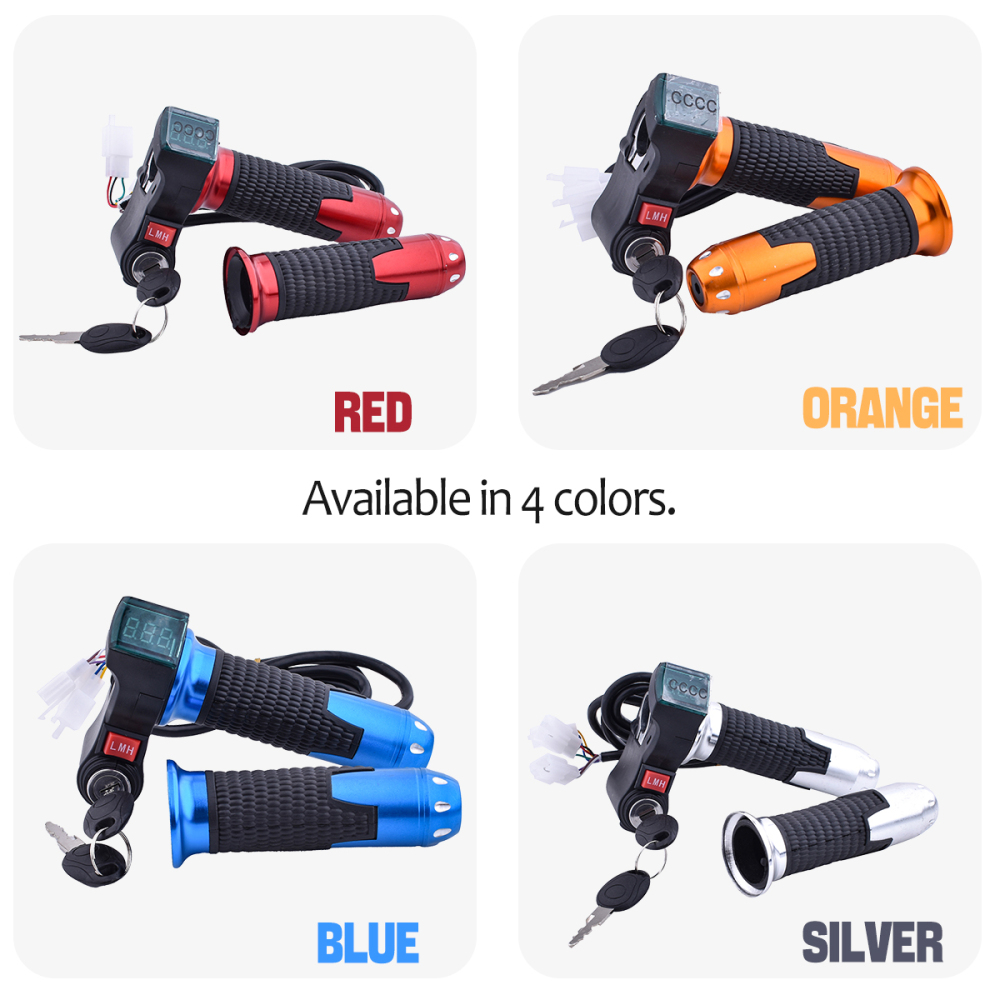 New 3-Speed E-Bike Throttle with LED Display - 12V-96V for Electric Bike,Scooter,Motorcycle 3-in-1 Ignition Lock