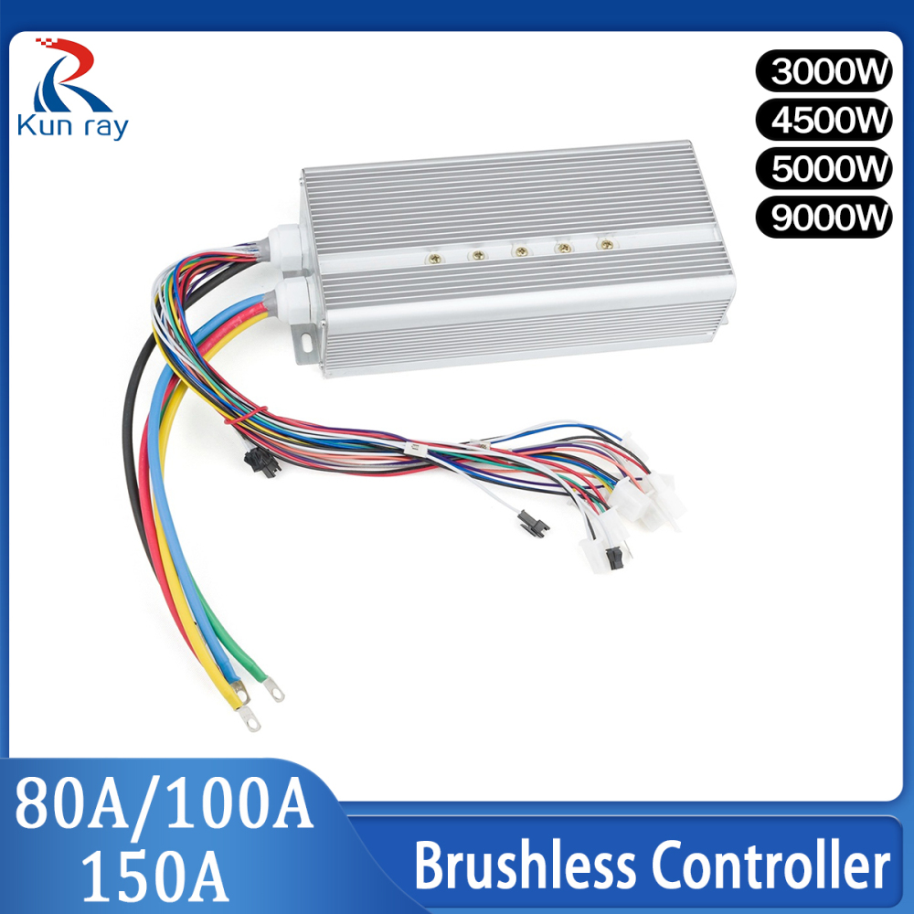 Kunray KRBC-36MOS Ebike Brushless Controller 80A 100A 150A 3000W-9000 120Degree Phase For Electric Scooter Motorcycle