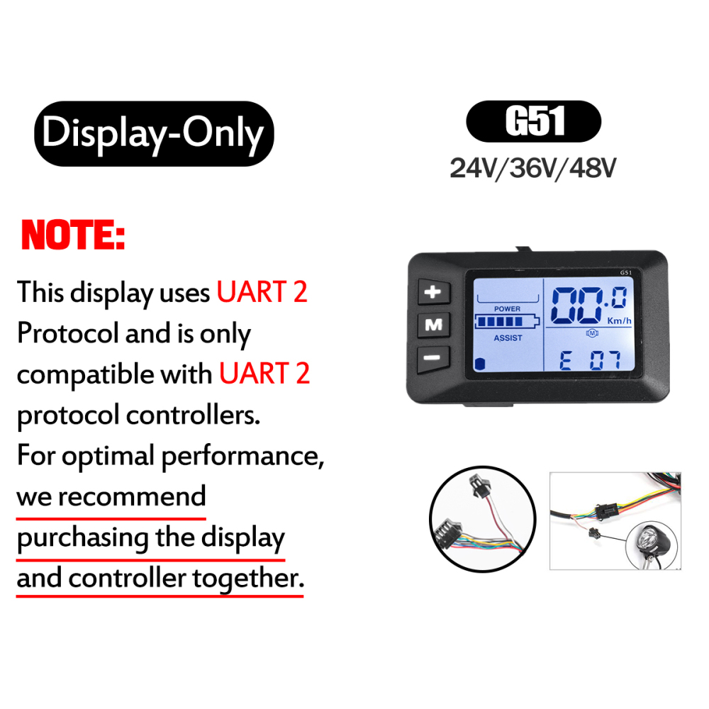 Kunray G51 Ebike Display 24-48V LCD Display for Electric Scooter Electric Bike Accessories