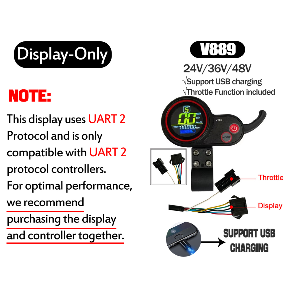 Kunray G51 Ebike Display 24-48V LCD Display for Electric Scooter Electric Bike Accessories