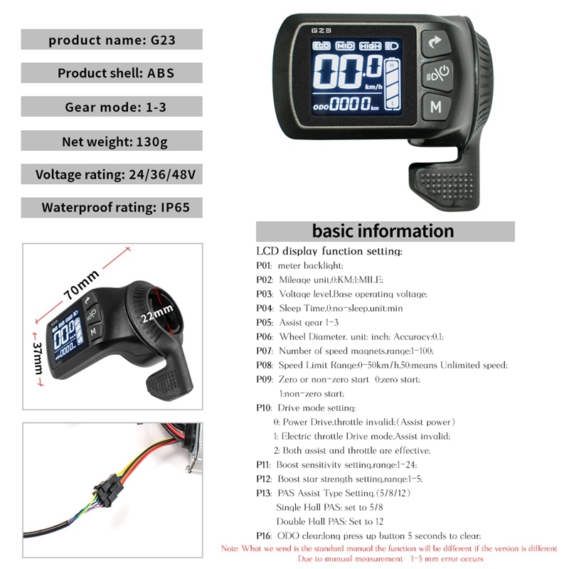 Kunray S6-61 S9-61 24V-48V 250W 350W 500W Brushless Controller with Thumb Throttle LCD Display for Electric Bike Scooter