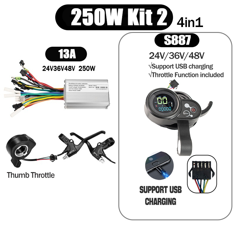 Kunray S6-61 S9-61 24-48V 250/350/500W BLDC Controller Kit with LCD Display Ebike Accessories