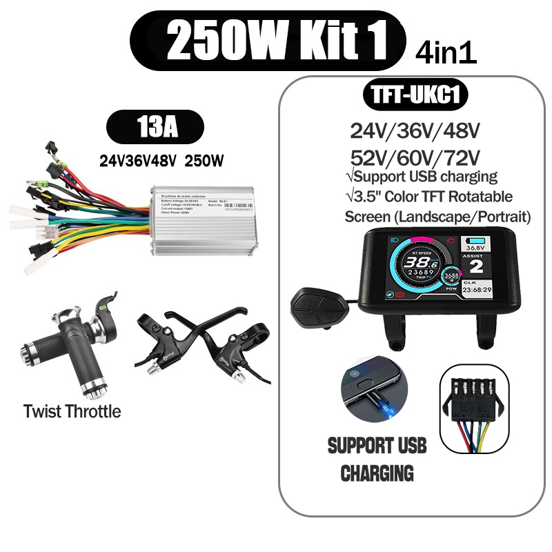 Kunray S6-61 S9-61 24-48V 250/350/500W BLDC Controller Kit with LCD Display Ebike Accessories