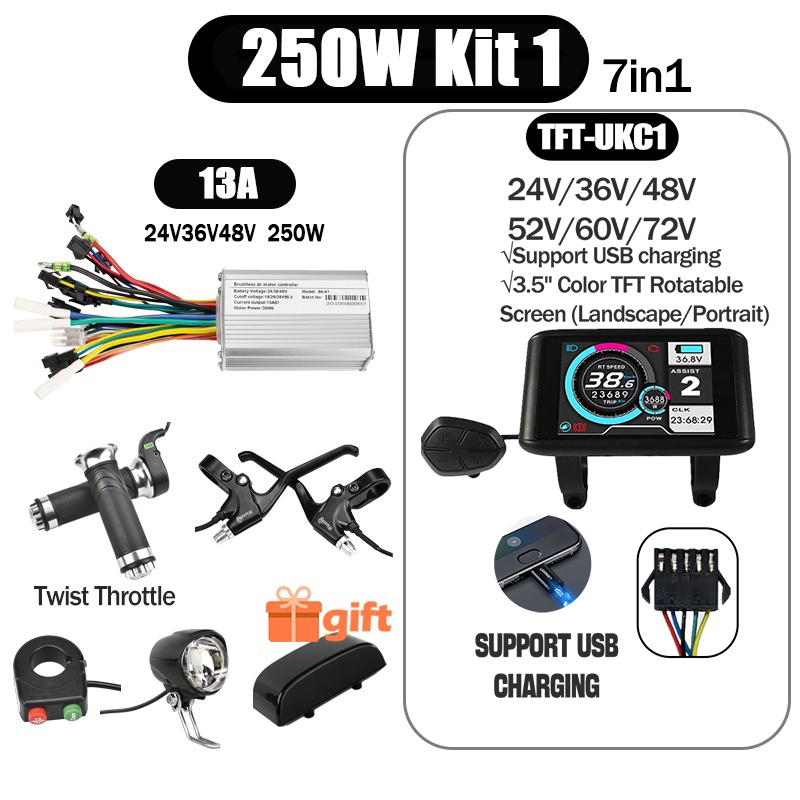 Kunray S6-61 S9-61 24-48V 250/350/500W BLDC Controller Kit with LCD Display Ebike Accessories