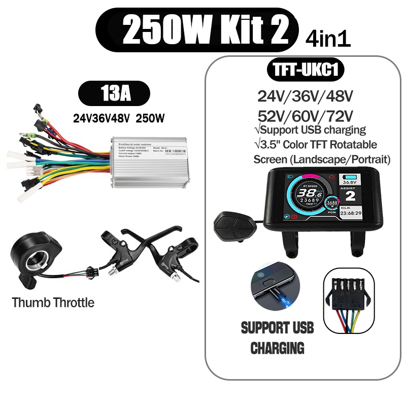 Kunray S6-61 S9-61 24-48V 250/350/500W BLDC Controller Kit with LCD Display Ebike Accessories