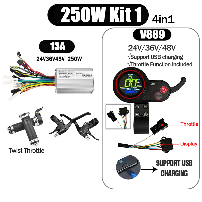 Kunray S6-61 S9-61 24-48V 250/350/500W BLDC Controller Kit with LCD Display Ebike Accessories