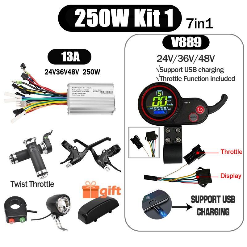 Kunray S6-61 S9-61 24-48V 250/350/500W BLDC Controller Kit with LCD Display Ebike Accessories